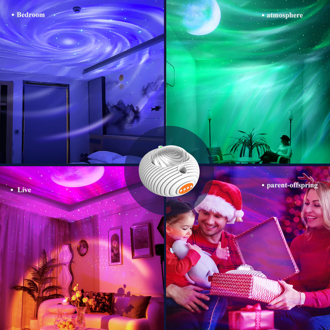 2023 New Double Effect Northern Lights Projector Lamp Milky Way Atmosphere Lamp Starry Sky Lamp White Noise Projector Lamp With Rometes