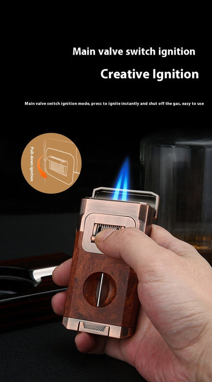 Eggplant Cigar Lighter Double Fire Direct Punch Gas