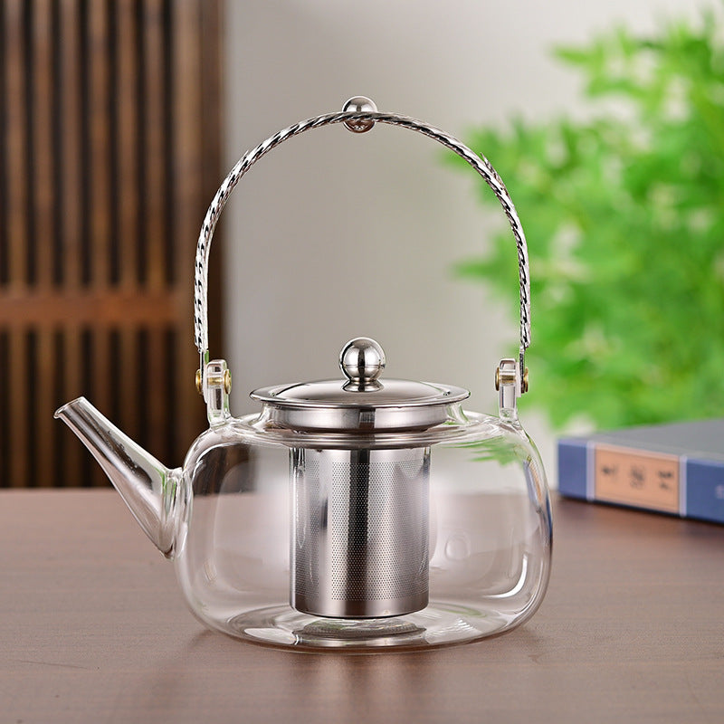 Copper Handles Steel Leakage Borosilicate Household Filter Glass Teapot