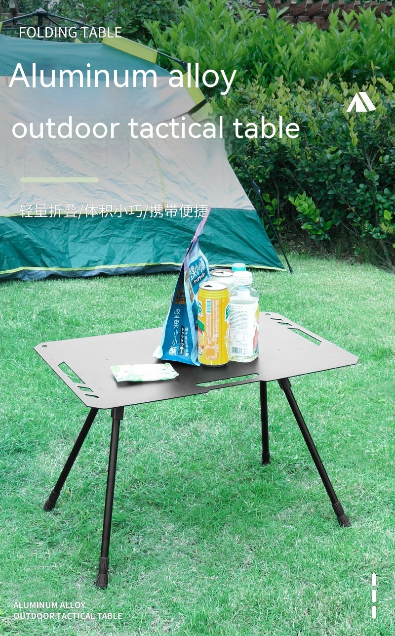 Outdoor Camping Blackened Aluminum Plate Folding Table