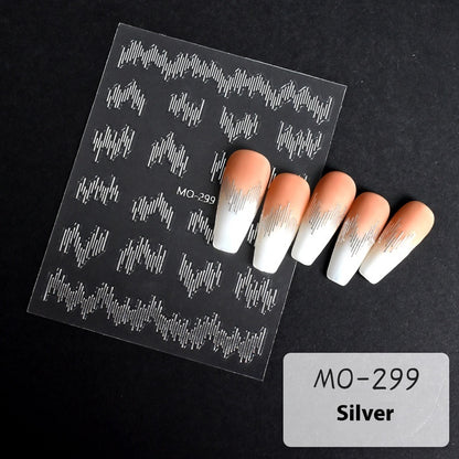 Nail Stickers Highlight Reflective Silk Yarn Relief