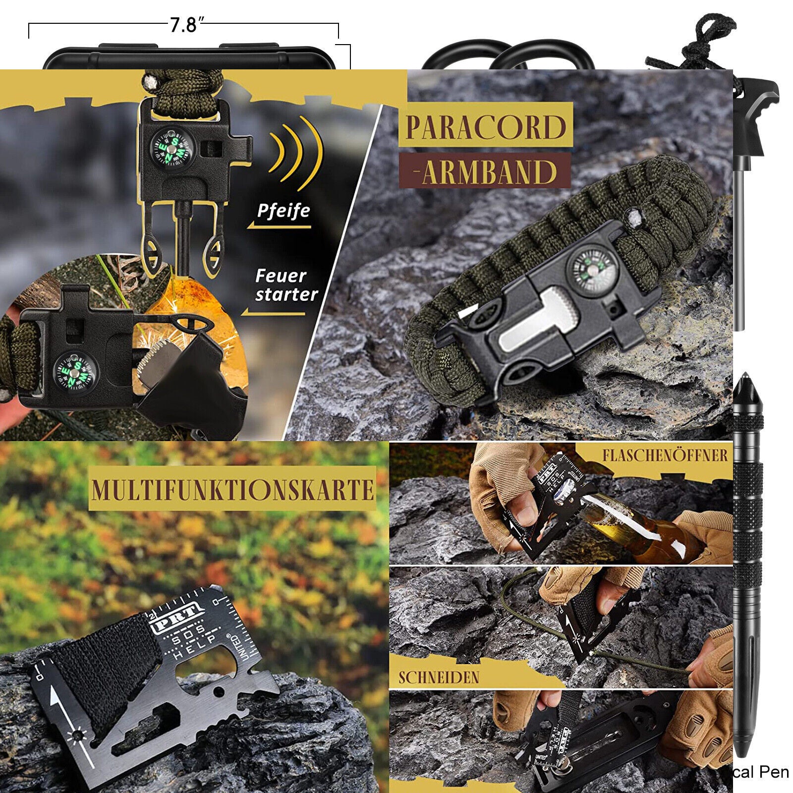 14in1 Outdoor Emergency Survival Gear Kit Camping Hiking Survival Gear Tools Kit Survival Gear And Equipment, Outdoor Fishing Hunting Camping Accessories