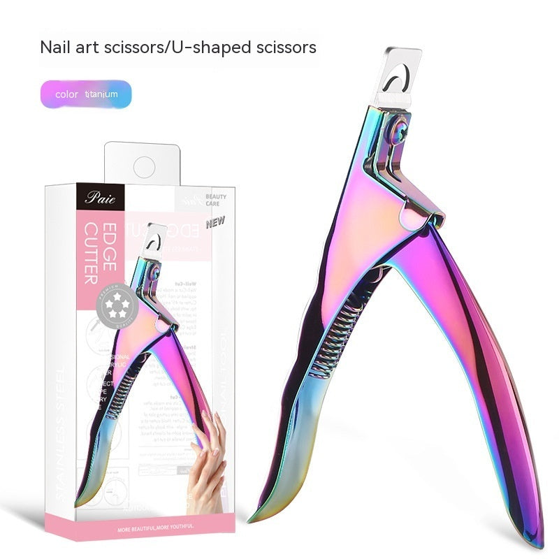 Flat Mouth U-shaped Scissors Nail Tip Pliers Extension Nail Trimming Tool