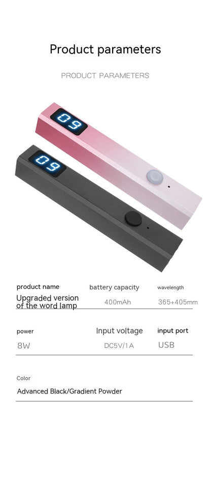 Metal One-word Small Portable Nail Lamp With Screen Display Tip Heating Lamp Handheld Phototherapy
