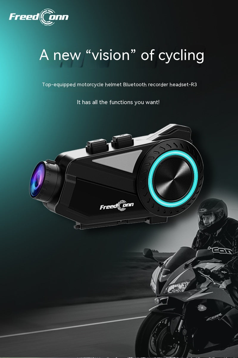 Motorcycle Helmet Intercom Bluetooth Headset Driving Recorder R3