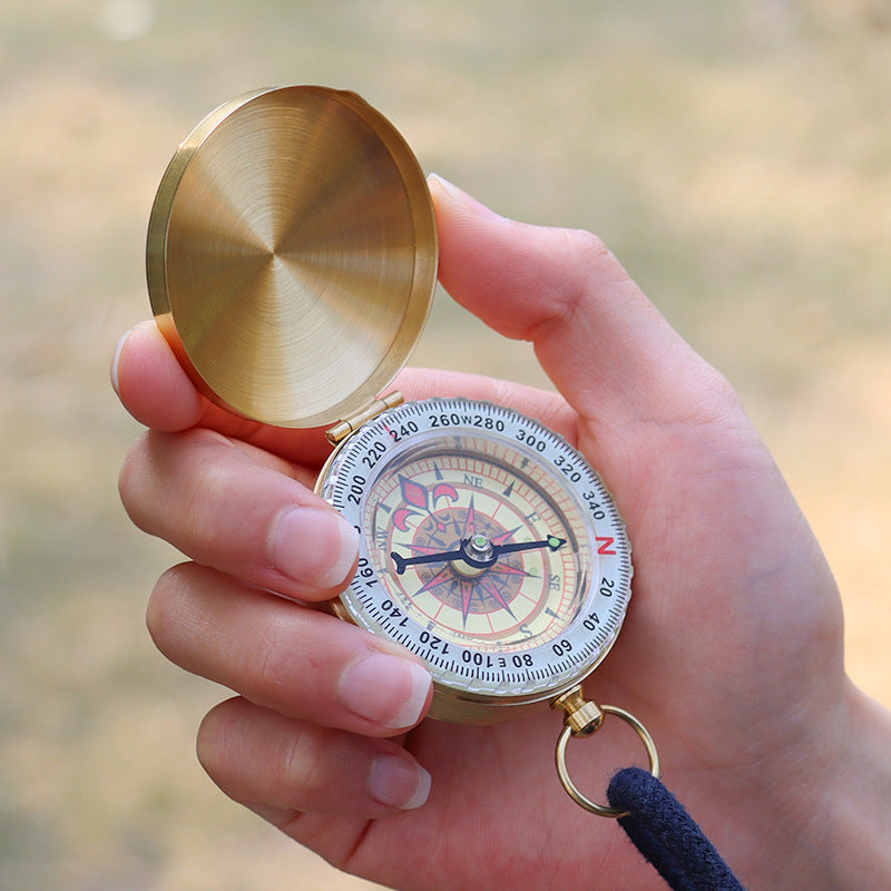 Pocket Watch Retro Flip Compass Outdoor Climbing Multifunctional Lidded Luminous