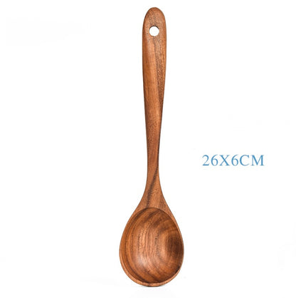 Teak Natural Wood Tableware Spoon Ladle Turner Rice Colander Soup Skimmer Cooking Tool Sets Spoon Scoop Kitchen Tools Gadgets