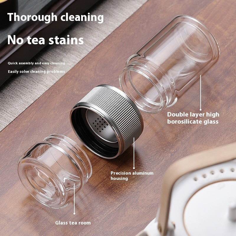 Glass Double Wall Heat-resistant Tea And Water Separation