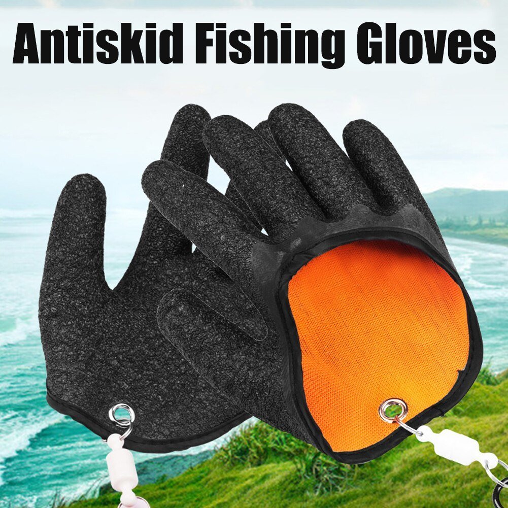 Fishing Gloves Anti-Slip Protect Hand From Puncture Scrapes Fisherman Professional Catch Fish Latex Hunting Gloves Left Right
