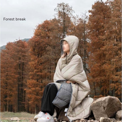 Outdoor Cloak Sleeping Bag Camping Wearable Cold-proof Warm Cape Shawl Blanket