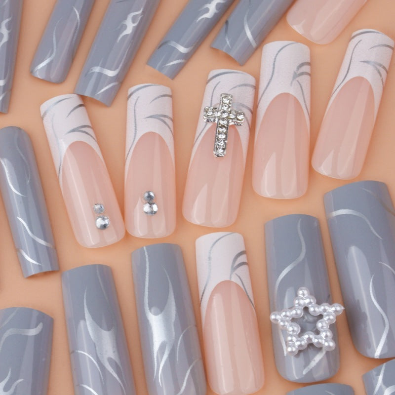 French Manicure Wear Nail Fake Nails French Cross