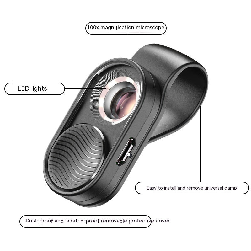 Mobile Magnification Microscope With LED Light Mini-portable Lens