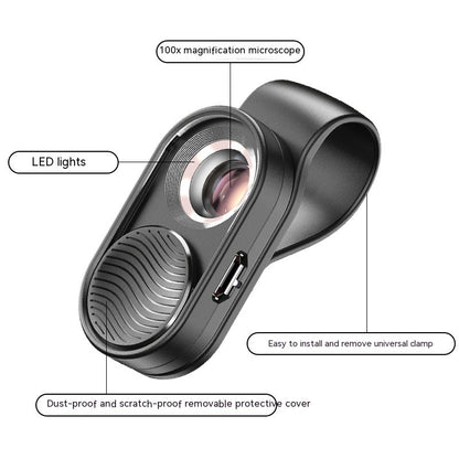 Mobile Magnification Microscope With LED Light Mini-portable Lens