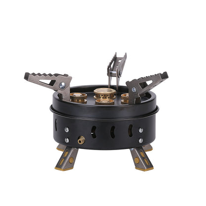 Portable Windproof Camping Cookout Gas Stove Holder Set