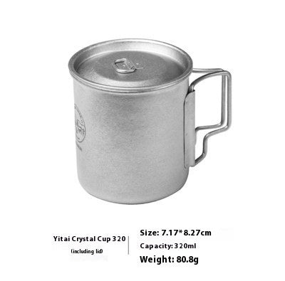 Pure Titanium Metal Lidded Folding Handle Mug