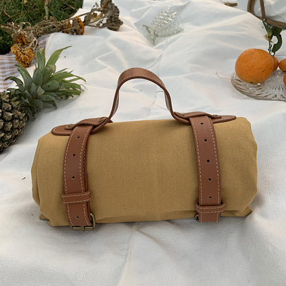 Solid Color High Sense Picnic Mat Ins With Picnic New Fashion Leather Handle