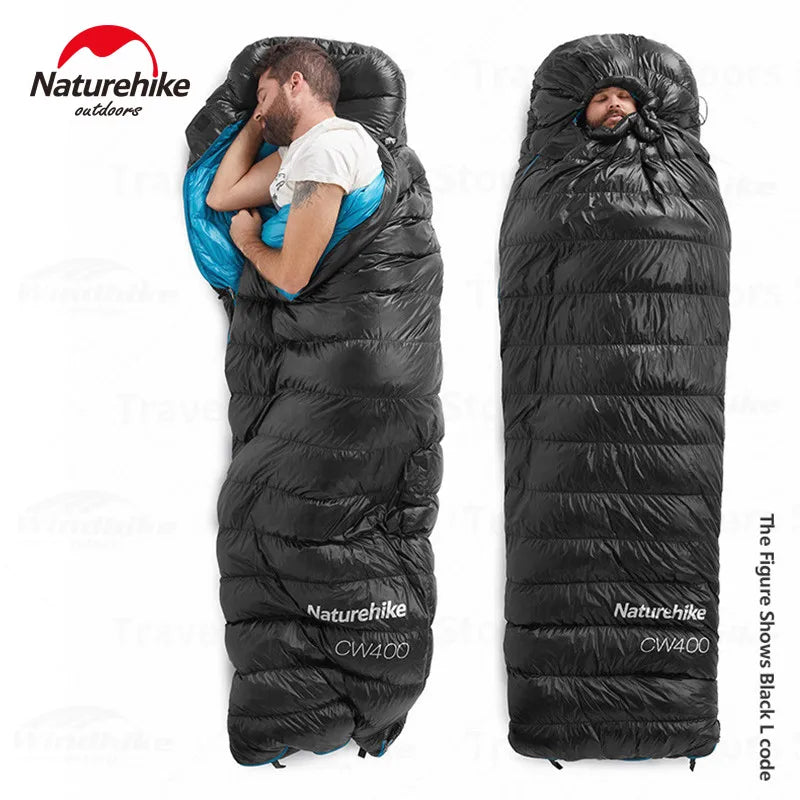 Naturehike CW400 Sleeping Bag Winter 750FP Duck Down Hooded Sleeping Bag Single Camping Waterproof Ultralight