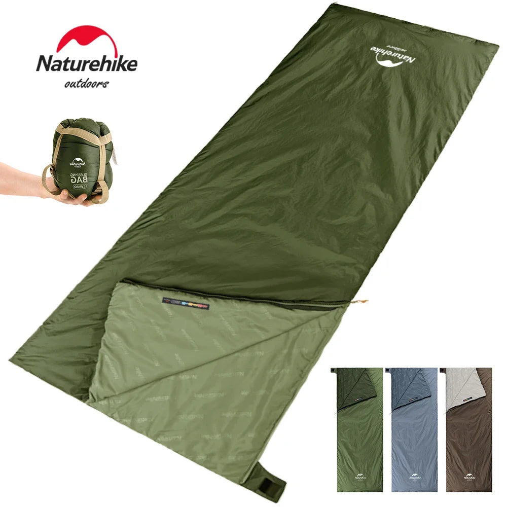 Naturehike Camping Sleeping Bag LW180 Envelope Portable Outdoor Hiking Ultralight Waterproof Backpacking Cotton Sleeping Bag