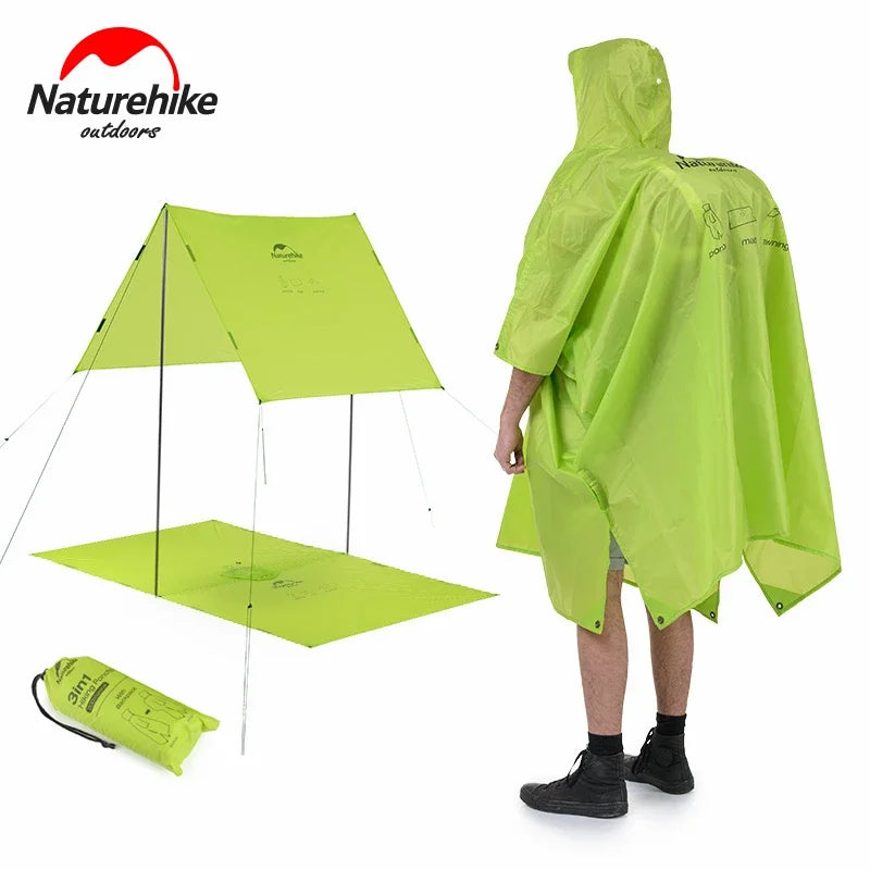 Naturehike Rain Jacket 3 in 1 Multifunction Hiking Rain Poncho Rainwear Rain Clothes Raincoat Bike Lightweight Waterproof Coat