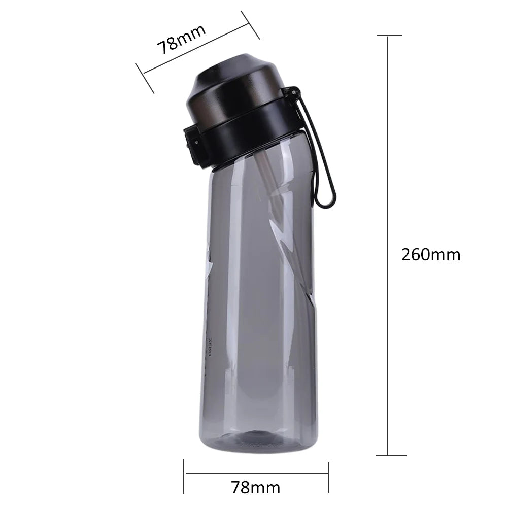 Flavored Water Bottle with 7 Flavour Pods Air Water Up Bottle Frosted Black 650ml Air Starter Up Set Water Cup for Camping Sport