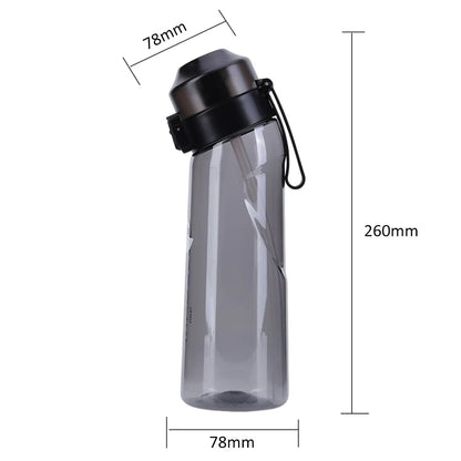 Flavored Water Bottle with 7 Flavour Pods Air Water Up Bottle Frosted Black 650ml Air Starter Up Set Water Cup for Camping Sport