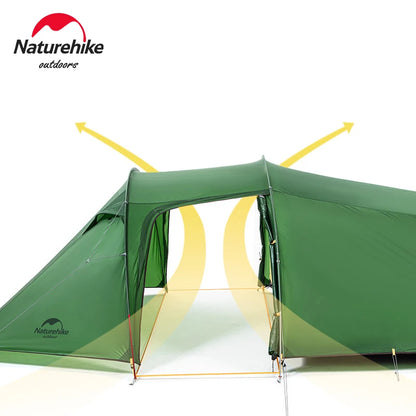 Naturehike Opalus Tunnel Tent Camping Tent for 2/3/4 Person Family Tunnel Tent with Vestibule Sleep Room for Motrocycle Bike