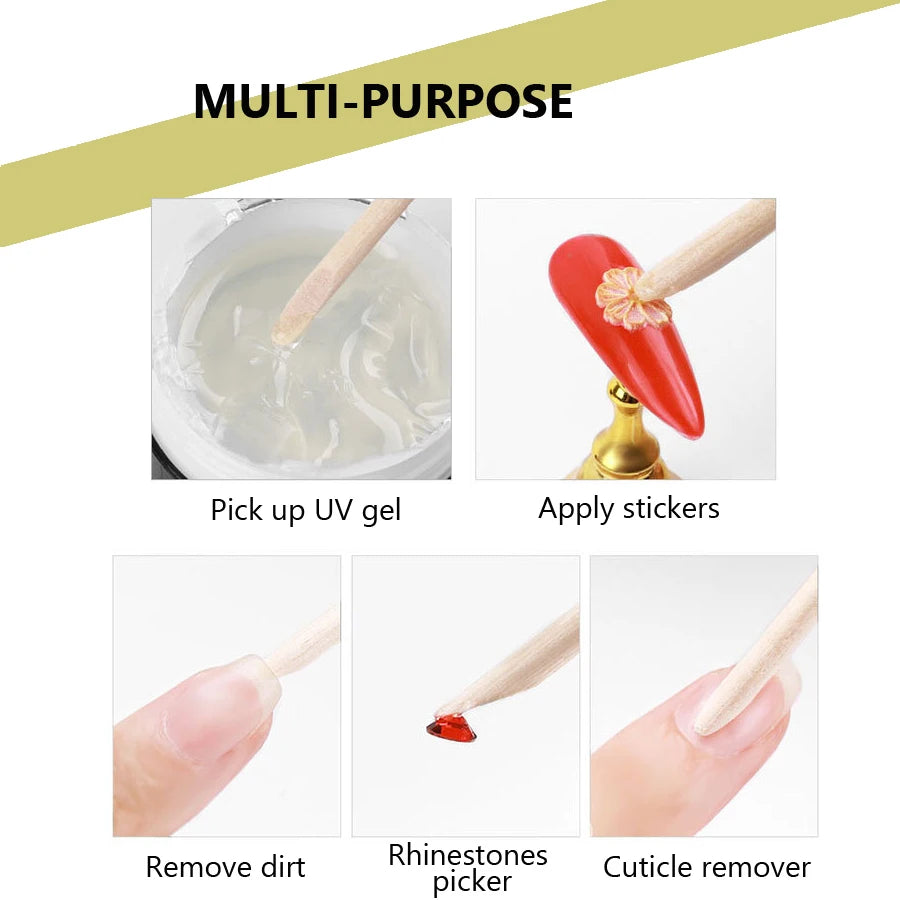 100 Pcs Nail Art Design Orange Wood Stick Sticks Cuticle Pusher Remover Manicure Pedicure Care