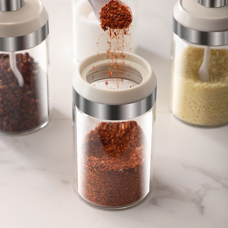 Seasoning Jar Kitchen Glass Salt Shaker Sealed Moisture-Proof