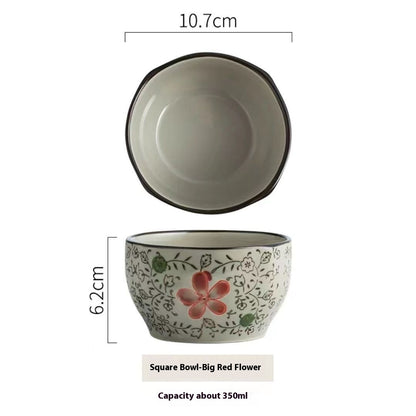 Creative Square Bowl Home Thickened And Anti-scald Underglaze Tableware