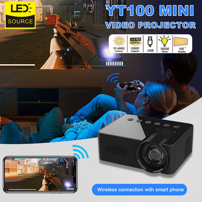 YT100 Home Mini Portable Mini Projector HD Home Wireless Mini Phone Projection