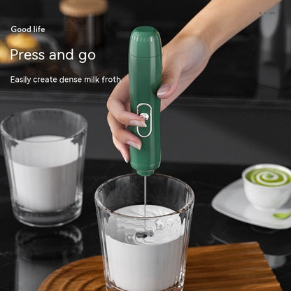 Household Small Electric Milk Frother Wireless Handheld Cream Egg Beater Semi-Automatic Coffee Mixer Milk Frother