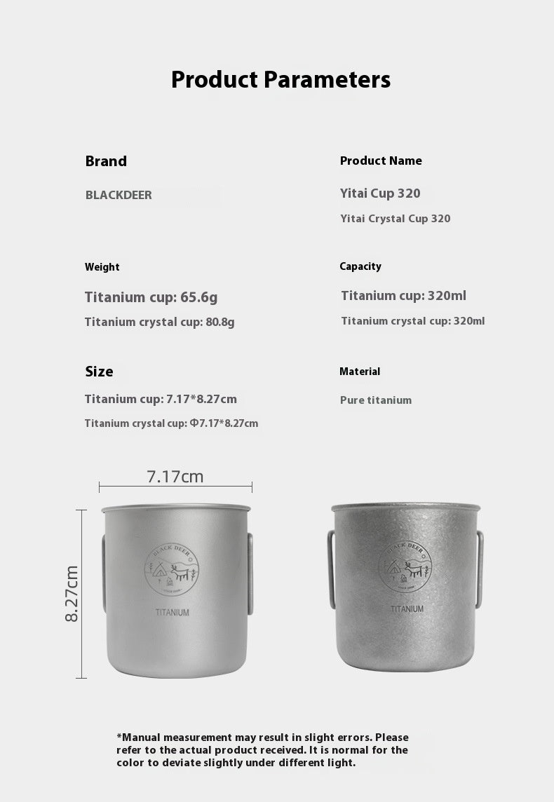 Pure Titanium Metal Lidded Folding Handle Mug