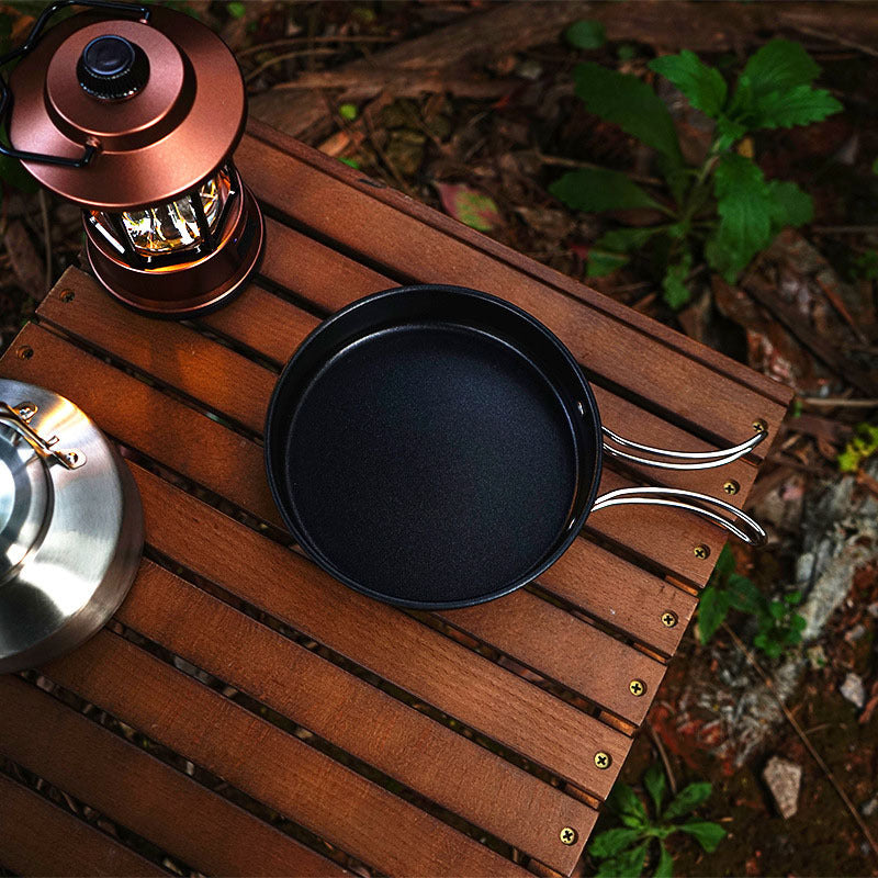 Outdoor Jacketed Kettle Camping Stainless Steel Pot 4-piece Kettle Frying Pan Stew-pan Self-driving Portable Picnic Suit